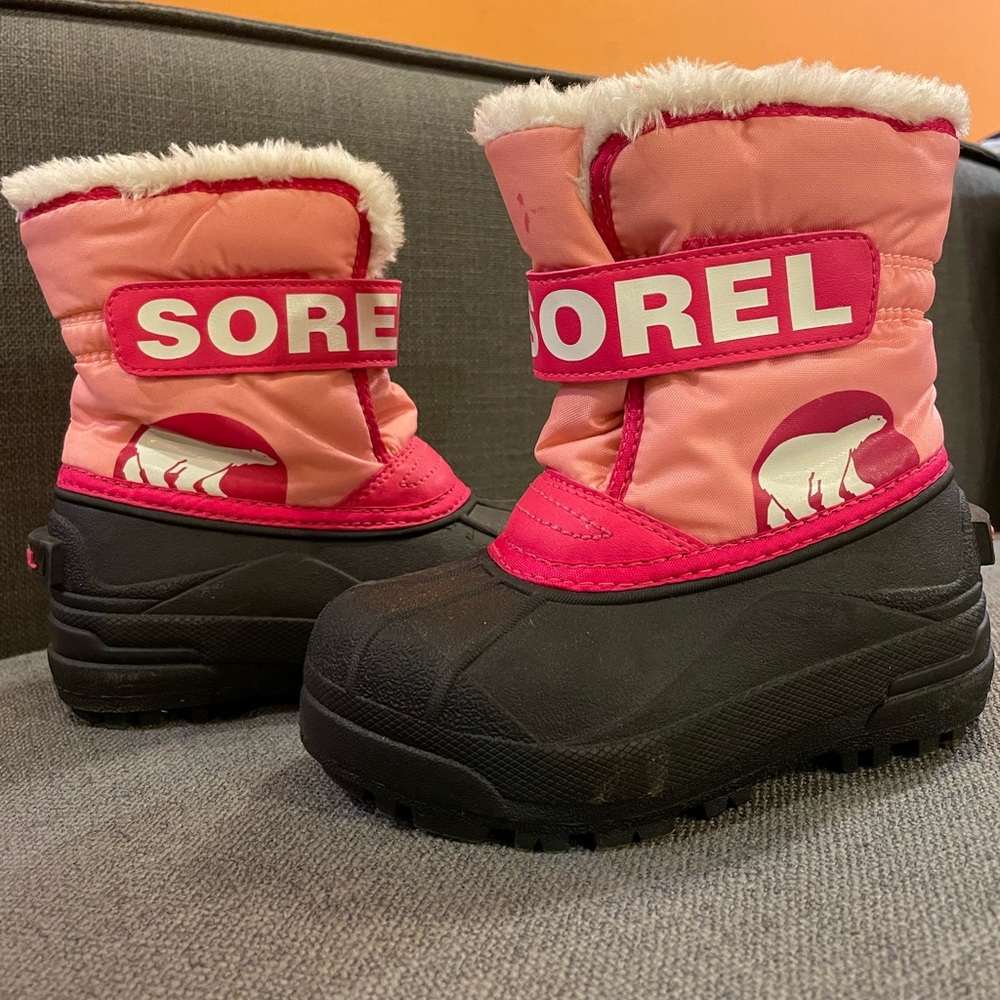 Sorel Kids Snow Commander Winter Snow Boot Pink Sz 11